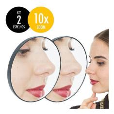 Imagem de Kit 2 Espelhos De Aumento Zoom 10x Maquiagem Com Ventosa