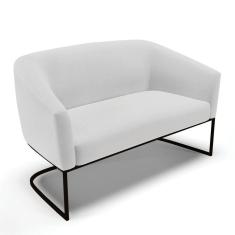 Imagem de Sofá Namoradeira 2 Lugares Base Industrial Preto Stella Linho Cinza A05 D03 - D`rossi