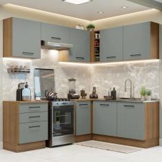 Imagem de Cozinha Completa de Canto Madesa Agata 399002 com Armário e Balcão (Sem Tampo e Pia) - Rustic/Cinza