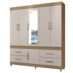 Imagem de Guarda Roupa 6 Portas 4 Gavetas Guarujá D02 Amendola/Off White - Mpoze