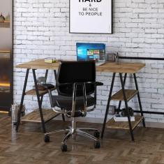 Imagem de Escrivaninha Industrial Kuadra Cavalete 135 Cm - Carvalho/Preto