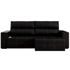 Imagem de Sofá Retrátil Reclinável 4 Lugares Sala de Estar 284cm Russo Couro Preto - Gran Belo