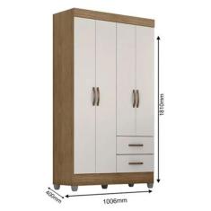 Imagem de Guarda Roupa Solteiro Lite 4 Portas Nature Off White - Moveis Leão