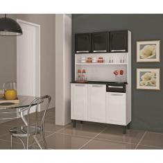 Imagem de Armário De Cozinha 6 Portas 1 Gaveta Rose - Itatiaia Branco-preto