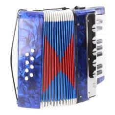 Imagem de Acordeon Sanfona Infantil 8 Baixos Brinquedo Crianas Azul - Toys