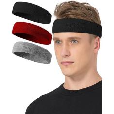 Imagem de Tanluhu Bandanas esportivas para malhar, exercícios, tênis, basquete, corrida – Faixa de cabeça de algodão atlética de tecido felpudo para homens e mulheres