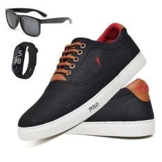Imagem de Tênis Polo Blu Masculino Casual Sapatenis Kit Com Oculos + Relogio-Masculino