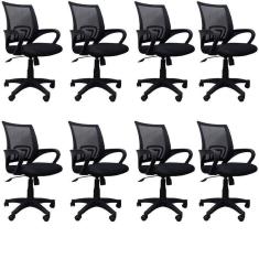 Imagem de Conjunto 8 Cadeiras de Escritório Giratória Office Santiago Preto