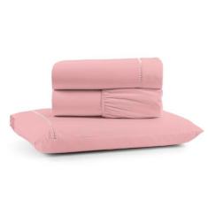 Imagem de Jogo Cama Lençol Bali Solteiro Percal 180 Fios 100% Algodão Ponto Palito 3 Peças - Rosa