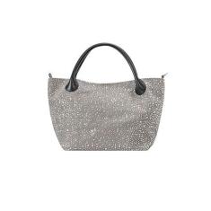 Imagem de Bolsa feminina de lona com strass para trabalho, bolsa de bolinho de massa com alça superior, bolsa de ombro grande e bolsa, Preto