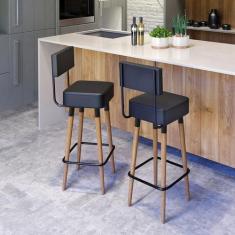 Imagem de Kit 2 Banquetas Banco Alta Cozinha Bar Balcao Bistro Bancada - Salaone