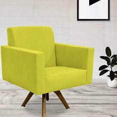 Imagem de Kit 02 Poltronas Decorativas Giratória Sala de Estar Base de Madeira Helô L02 Suede  - Lyam Decor