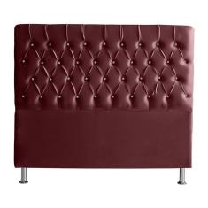 Imagem de Cabeceira De Cama Box Paris Casal 140 Cm Botão Strass Suede Vinho Eli Móveis