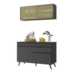 Imagem de Armário de Cozinha Compacta 120cm Veneza Multimóveis V3688 Preto