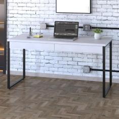 Imagem de Escrivaninha Industrial Kuadra com 2 Gavetas 135 cm - Branco/Preto