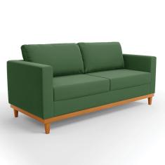 Imagem de Sofá 03 Lugares Juliette Suede Verde Base Madeira Castanho - D'Rossi