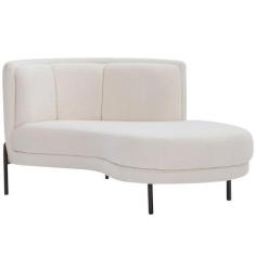 Imagem de Sofá Chaise Direito Base Preto Penélope Bouclé Off White - Nexta Casa