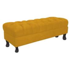 Imagem de Recamier Luis Xv Capitonê Retrô 140cm Suede Amarelo Pés Madeira Ms Dec