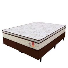 Imagem de Cama Box Queen Colchão Molas Ensacadas + Box Microfibra Marrom Bf Colchões 158x198x57cm