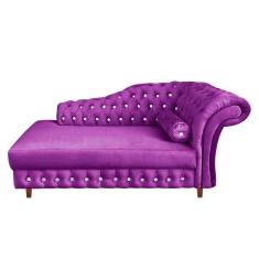Imagem de Divã Chesterfield Juliette 160cm Pés Chanfrado Veludo Roxo