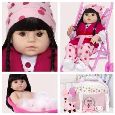 Imagem de Boneca Reborn de Silicone Girafinha Bolsa Itens Envio 24 hrs - Cegonha