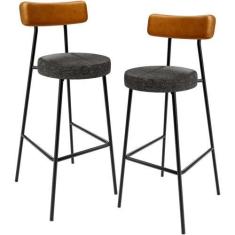 Imagem de Kit 02 Banquetas Alta Cozinha Sala De Jantar Milão L02 material sintét