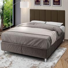 Imagem de Cabeceira Casal 1,40 Almofadada Sued Marron Laura