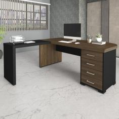 Imagem de Mesa Para Escritório Em L Diretor Tamburato Com 4 Gavetas Artany