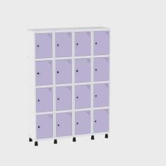 Imagem de Armário Guarda Volume Locker Roupeiro 16 Portas Aço grp 504/16 Branco/Lilás
