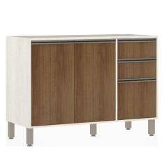 Imagem de Balcão De Pia Sem Tamp 120cm De Abrir, 3 Gavetas Com Avelã