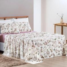 Imagem de Jogo De Lençol Cama Queen 4 Peças 100% Algodão Malha Penteada Quality