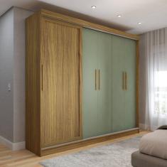 Imagem de Guarda-Roupa de Casal Canadá 5 Portas 4 Gavetas Carvalho/Verde - Panorama Móveis