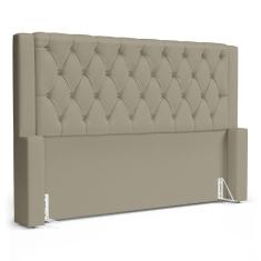 Imagem de Cabeceira Cama Box Casal Padrão Atena 160cm Capitonê com Frame Veludo Bege - Desk Design