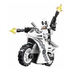 Imagem de Boneco Moto Blocos De Montar Deadpool White Motorcycle - Mega Block To