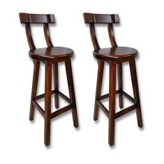 Imagem de Kit 2 Bancos Altos Girafa Com Encosto Em Madeira De Lei Maciça - Imbuia