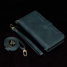 Imagem de Estojo com alça de ombro para Galaxy Z Fold 4 Cobertura completa de couro flip para Galaxy Z Fold 3 2 Estojo de telefone Carteira Suporte Slot para cartão, verde, para galaxy Z Fold 2