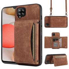 Imagem de Capa de telefone para Samsung Galaxy A42 5G capa carteira com alça de ombro transversal e porta-cartão de crédito de couro bolso fino suporte acessórios celular flip A 42 G5 42A S42 4G 2021 mulheres