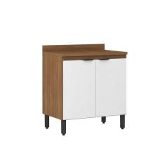 Imagem de Armário Bancada De Cozinha Firenze 80cm Amendola/Branco C/ Tampo - Dem