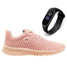 Imagem de Tênis Feminino Esporte Asc Caminhada Academia Musculação Leve Conforto + Relógio Digital-Feminino