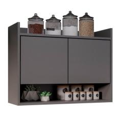 Imagem de Armário Aéreo Cozinha Multiuso Cecília 70cm 02 Portas Grafite - Desk D