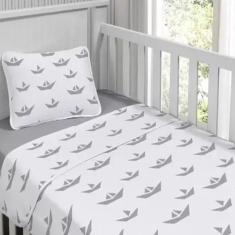Imagem de Jogo de Cama Tecebem Malha Mini Cama(Montessoriana)Saude 3 Peças Cinza
