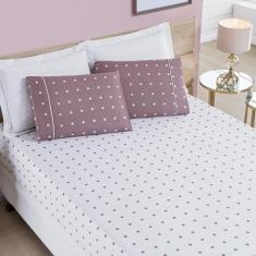 Imagem de Jogo Cama Lençol Meggy Poá Queen Micropercal 200 Fios Rosê - Casa Scar