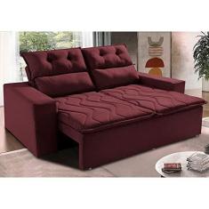 Imagem de Sofá Retrátil e Reclinável 1,50m Cama Inbox Smal com bordado pantográfico Suede Vinho