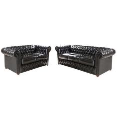 Imagem de Conjunto Chesterfield 1 Sofá  + 1 Namoradeira Victório Corano Preto -