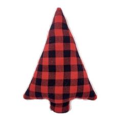 Imagem de Travesseiro de árvore de Natal, almofada macia e fofa, travesseiro de árvore de Natal, almofadas decorativas de brinquedo de boneca de pelúcia, travesseiro de pelúcia de Natal xadrez vermelho 3D para