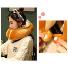 Imagem de Travesseiro de Pelúcia Macio Em Forma de U para Pescoço, Travesseiro de Cabeça Bonito Multiuso Com Artesanato de Bordado Elétrico para Viagens ou Suporte de Pescoço Em (Pão