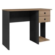 Imagem de Mesa Escrivaninha 2 Gavetas 1 Prateleira Preto Fosco/Carvalho Toque Rú