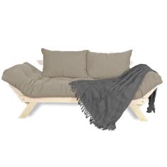 Imagem de Sofá Japão Futon Bege Em Madeira Maciça