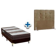 Imagem de Cama Box Solteiro CRC + Colchão Ortopédico Light Ortobom + Cabeceira Clean Suede Marrom