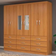 Imagem de Guarda-Roupa Solteiro Bergamo 6 Portas 9 Gavetas Com Espelho Cinamomo